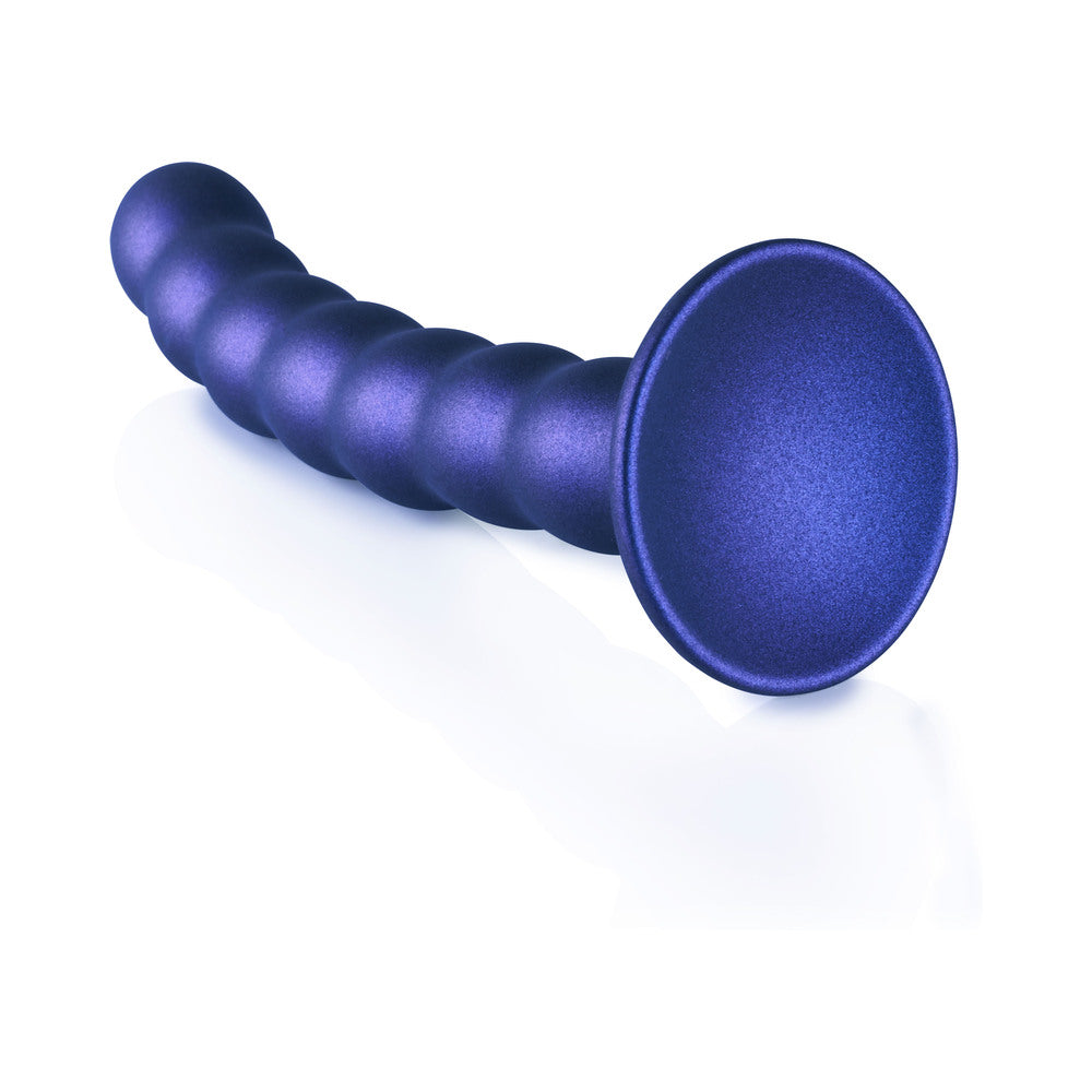 Shots Ouch! Beaded Silicone 6.5 In. G-Spot Dildo Metallic Blue
