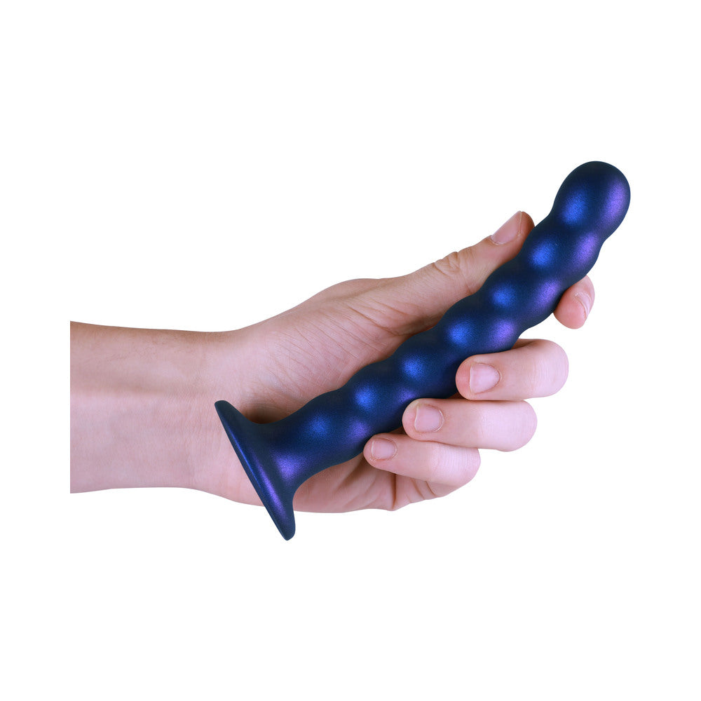 Shots Ouch! Beaded Silicone 6.5 In. G-Spot Dildo Metallic Blue