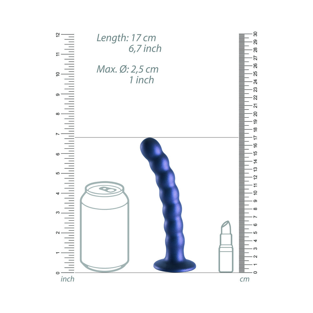 Shots Ouch! Beaded Silicone 6.5 In. G-Spot Dildo Metallic Blue
