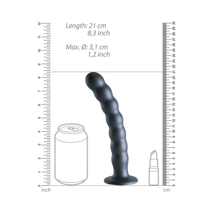 Shots Ouch! Beaded Silicone 8 In. G-Spot Dildo Gunmetal