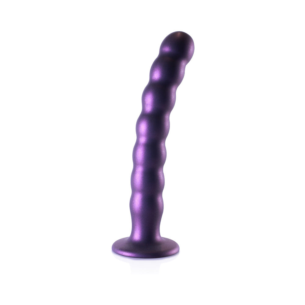 Shots Ouch! Beaded Silicone 8 In. G-Spot Dildo Metallic Purple