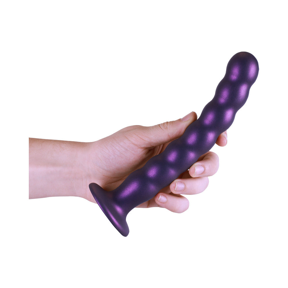 Shots Ouch! Beaded Silicone 8 In. G-Spot Dildo Metallic Purple
