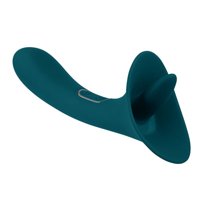 Playboy True Indulgence Rechargeable Dual Ended Silicone Flicking Vibrator Deep Teal