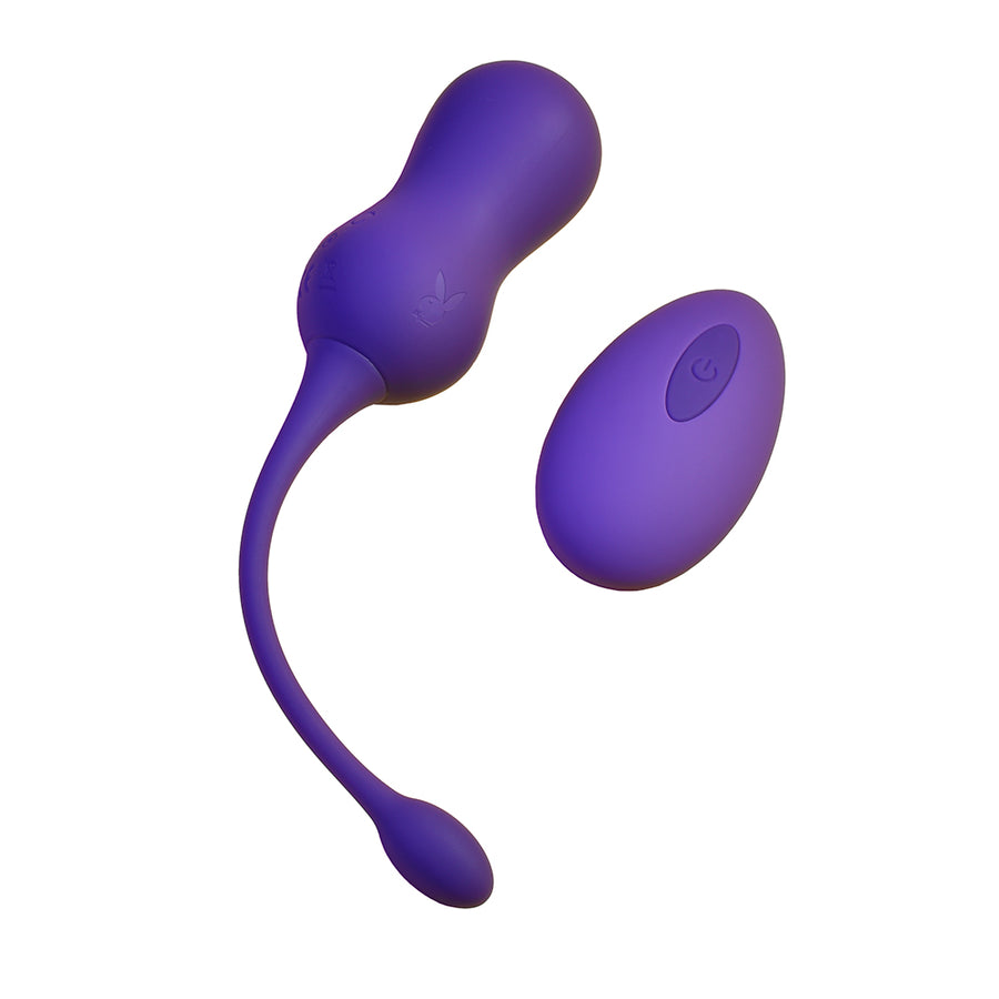 Playboy Double Time Rechargeable Remote Controlled Vibrating Silicone Dual Kegel Balls Acai