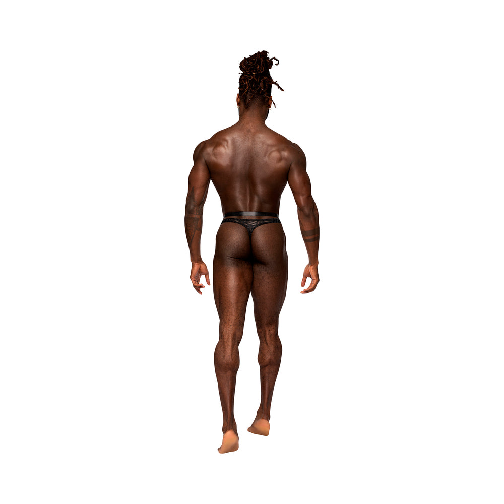 Male Power Rude Awakening Strap Thong Black S/M
