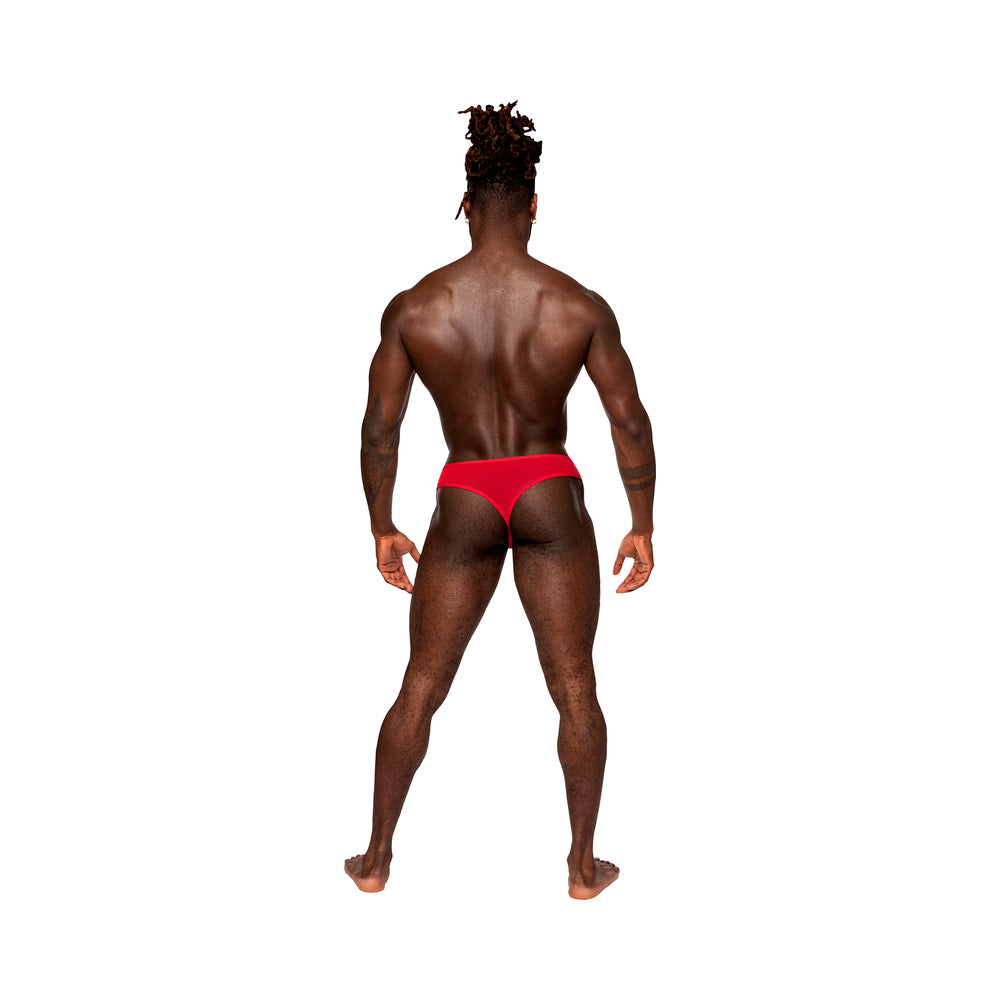 Male Power Sassy Lace Open Ring Thong Red S/M