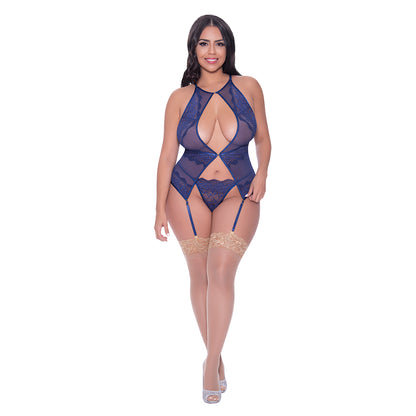Magic Silk Berrylicious Basque &amp; G-String Set Blueberry Queen Size