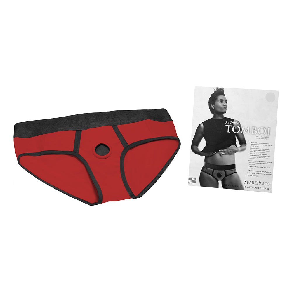 Spareparts Tomboi Nylon Briefs Harness Red/Black Size 3Xl