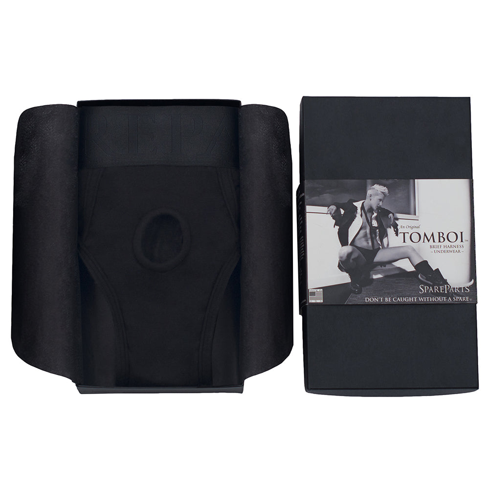 Spareparts Tomboi Rayon Briefs Harness Black Size M