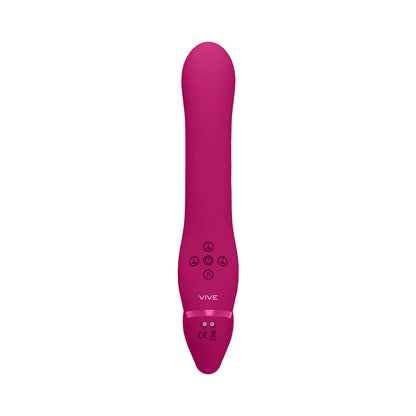 Vive Ai Rechargeable Dual Vibrating &amp; Air Wave Tickler Silicone Strapless Strapon Pink