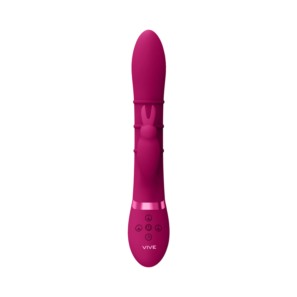 Vive Sora Rechargeable Silicone G-spot Rabbit Vibrator With Up &amp; Down Stimulating Rings Pink
