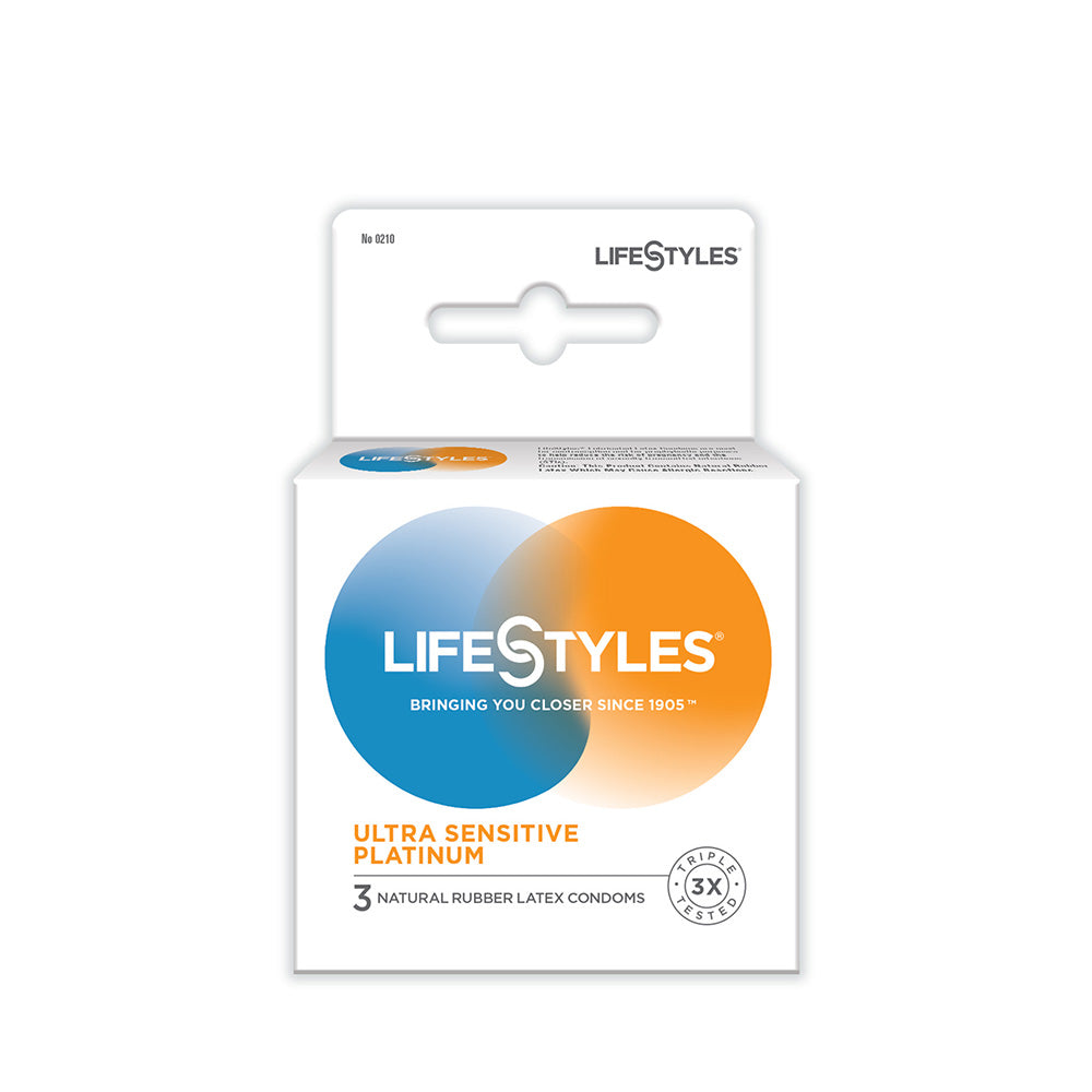 Lifestyles Ultra Sensitive Platinum Latex Condoms Pack Of 3