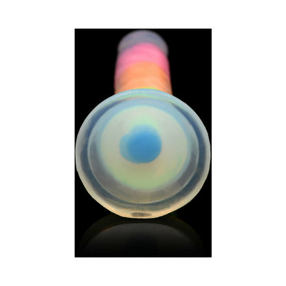 Lollicock Silicone Dildo 7 In. Rainbow Glow In The Dark