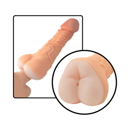 Realcocks Self Lubricating 9 In. 3-In-1 Masturbator Beige