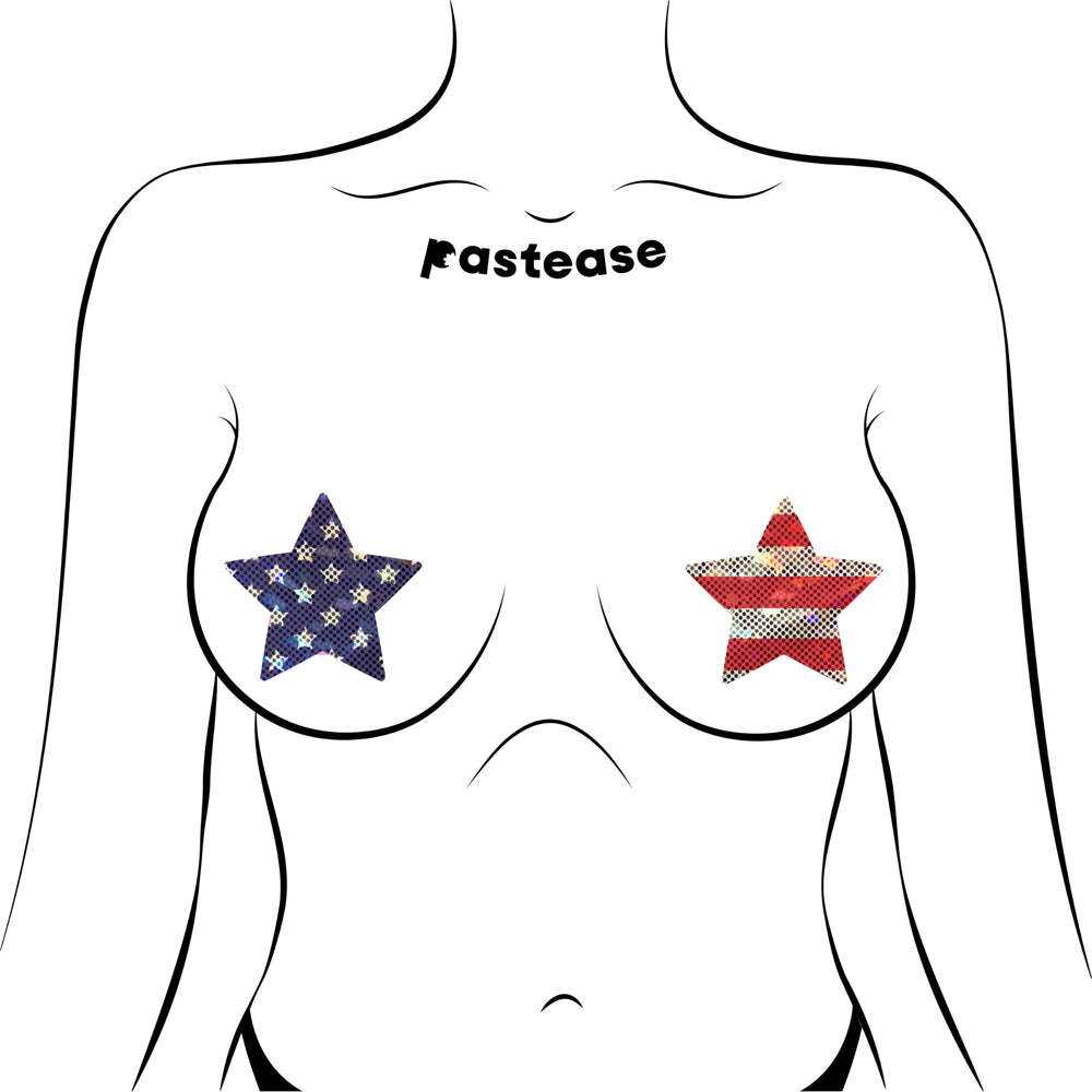 Rockstar Stars &amp; Stripes Red, White, Blue Pasties O/S