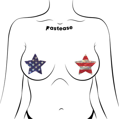 Rockstar Stars &amp; Stripes Red, White, Blue Pasties O/S