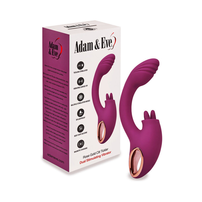 Adam &amp; Eve Rose Gold Clit Tickler Dual Stimulating Vibrator