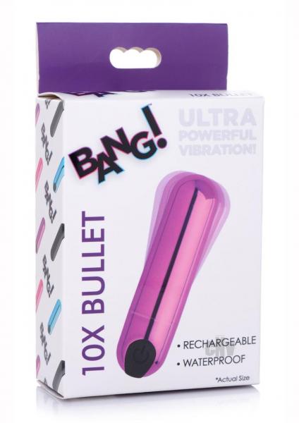 10x Rechargeable Vibrating Metallic Bullet - Purple-Bang-Sexual Toys®