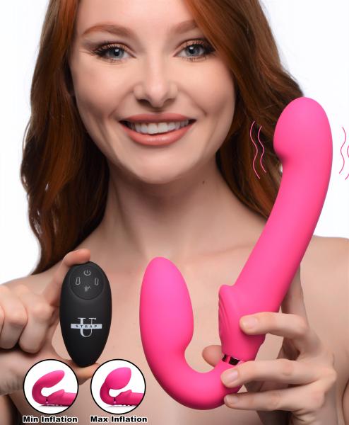 10x Remote Control Ergo-fit G-pulse Inflatable And Vibrating Strapless Strap-on - Pink-Strap U-Sexual Toys®