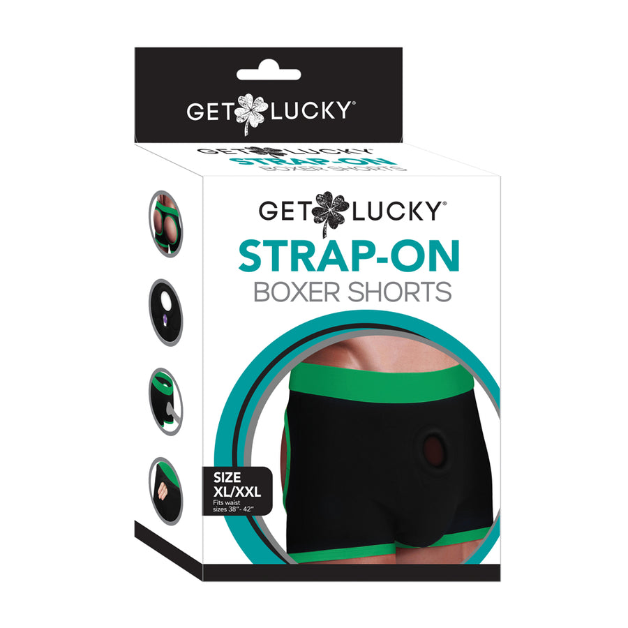 Get Lucky Strap On Boxers - XL-XXL Black/Green