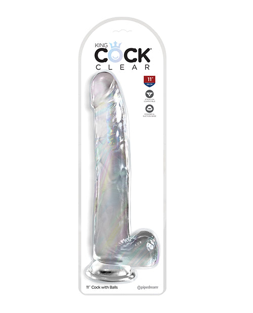 King Cock Clear 11 Cock w/Balls - Clear