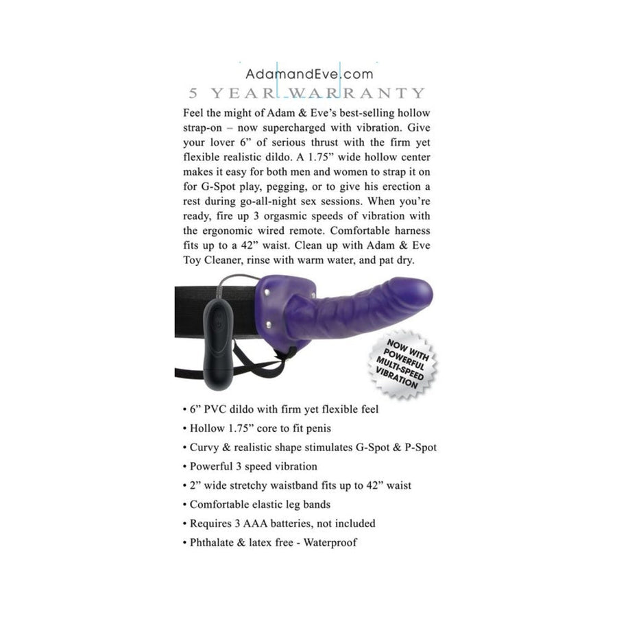 Adam &amp; Eve Universal Vibrating Hollow Strap-on Silicone Purple-Adam &amp; Eve-Sexual Toys®