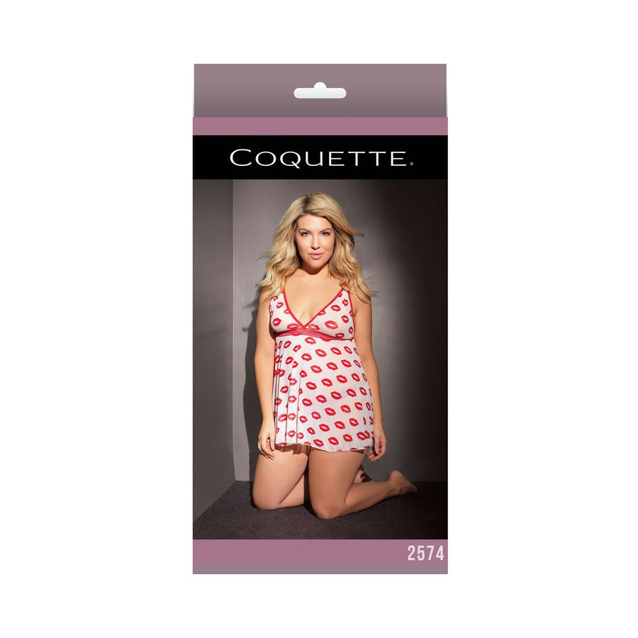 Babydoll And Thong White/red Xl-Coquette-Sexual Toys®
