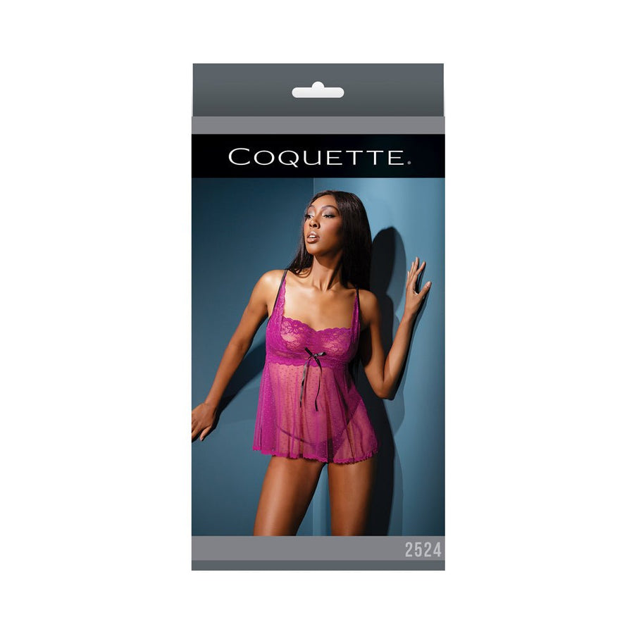 BABYDOLL &amp; G-STRING  MAGENTA/BLACK - OS-Coquette-Sexual Toys®