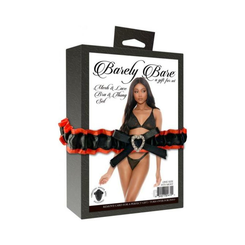 Barely Bare Mesh &amp; Lace Bra &amp; Thong Set Black Os-blank-Sexual Toys®