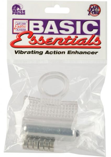 Basic Essentials Vibrating Action Enhancer With Removable Stimulator Clear-blank-Sexual Toys®