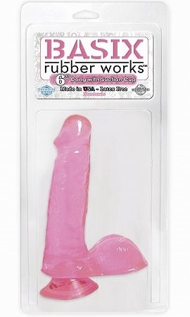 Basix Dong With Suction Cup 6 Inches Pink-Basix Rubber Works-Sexual Toys®