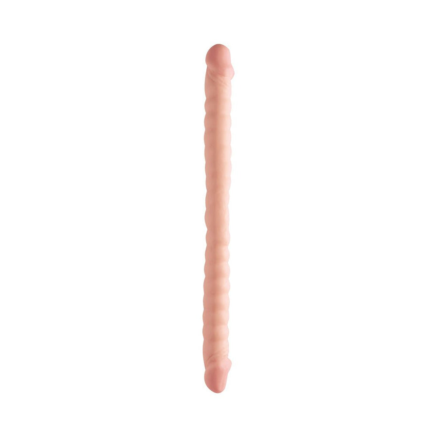 Basix Rubber Works - 18in. Ribbed Double Dong Beige-blank-Sexual Toys®