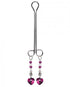 Bijoux Cli Clamp Double Loop with Heart Charm & Fuchsia Beads-Bijoux de Cli-Sexual Toys®