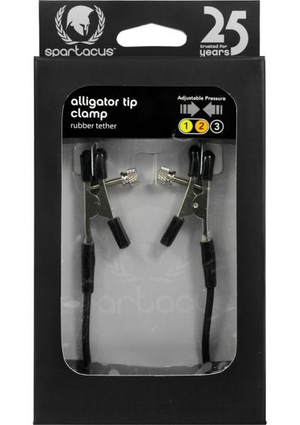 Blackline Adjustable Alligator Nipple Clamps With Rubber Tether - Black-blank-Sexual Toys®