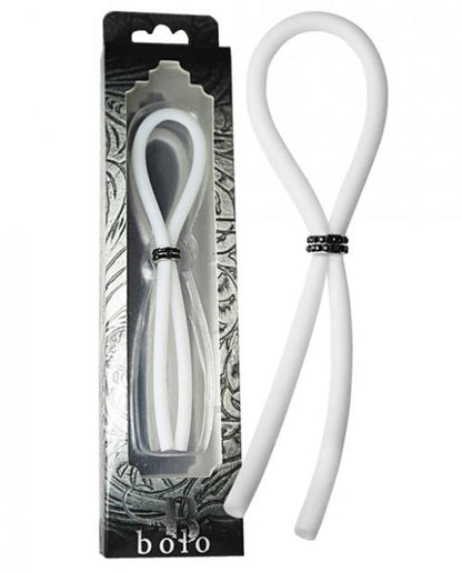 Bolo Lasso Ring Siilcone Black Gems Bead White-Bolo Erection Enhancement-Sexual Toys®