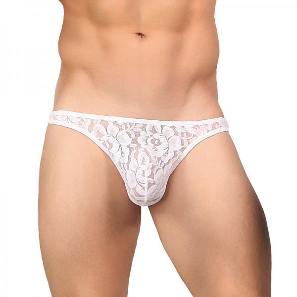 Bong Thong Stretch Lace White Large/XL-Male Power Underwear-Sexual Toys®