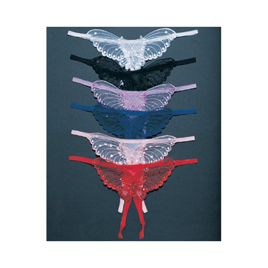 Butterfly Crotchless Panty W/pearl Sequin Detail O/s Assorted 12pk-blank-Sexual Toys®