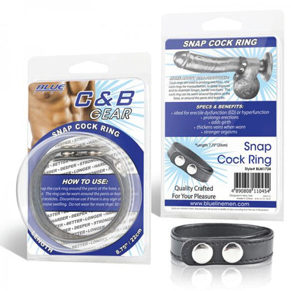 C &amp; B Gear Snap Cock Ring Black 2-Blue Line Men-Sexual Toys®