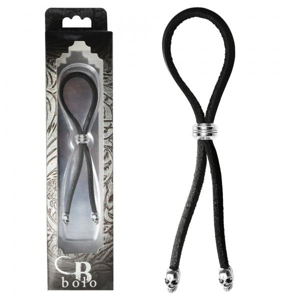 C-ring Lasso Silver Bead Slider W/ Silver Skull Tips Leather-blank-Sexual Toys®