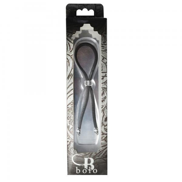 C-ring Lasso Silver Bead Slider W/ Silver Skull Tips Leather-blank-Sexual Toys®