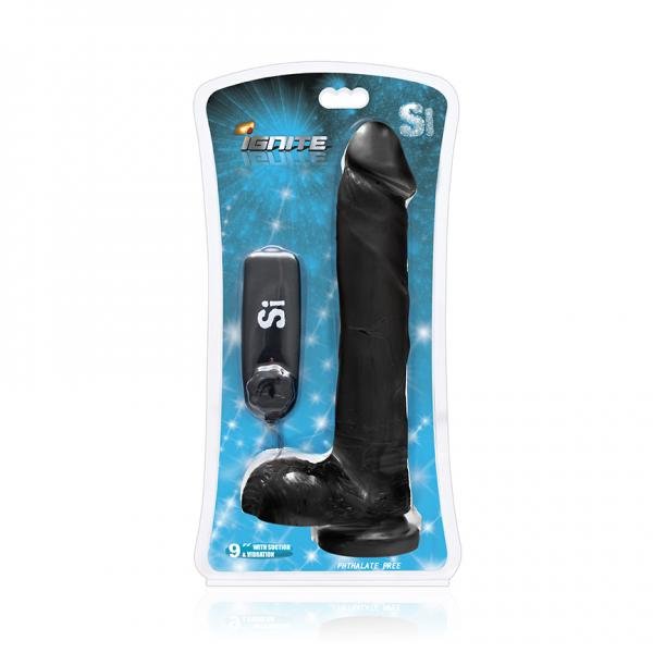 Cock with Balls Vibrating Egg &amp; Suction Cup Black-Ignite-Sexual Toys®