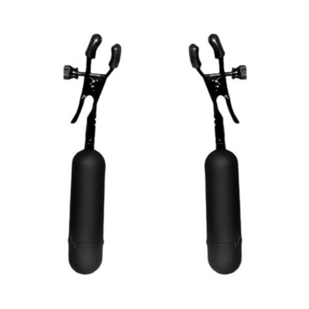Cordless Vibrating Nipple Clamp Black Adjustable-Pipedream-Sexual Toys®