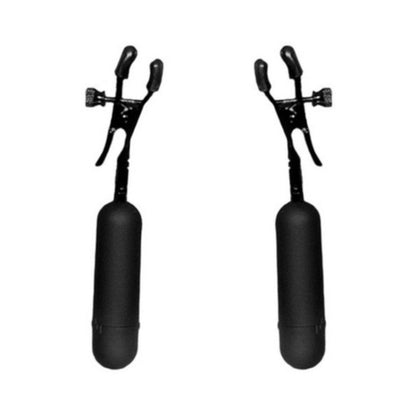 Cordless Vibrating Nipple Clamp Black Adjustable-Pipedream-Sexual Toys®
