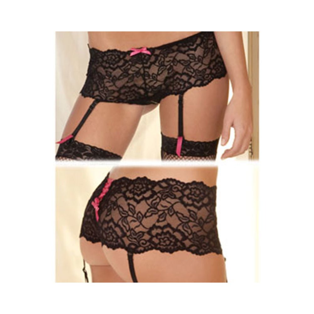 Crotchless Lace Boyleg with Garters Black S/M-Rene Rofe-Sexual Toys®