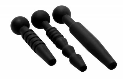 Dark Rods 3 Piece Silicone Penis Plug Set Black-Master Series-Sexual Toys®