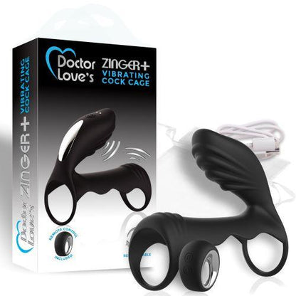 Doctor Love Zinger+ Vibrating Rechargeable Cock Cage Remote Black-Doctor Love&