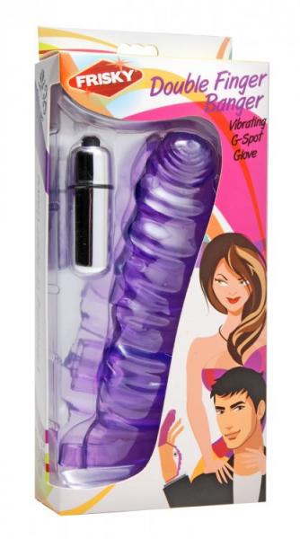 Double Finger Banger Vibrating G-Spot Glove - Purple-Frisky-Sexual Toys®