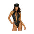 Dreamgirl Wetlook Strappy Back High-neck Teddy With Body Chain Black O/s-blank-Sexual Toys®