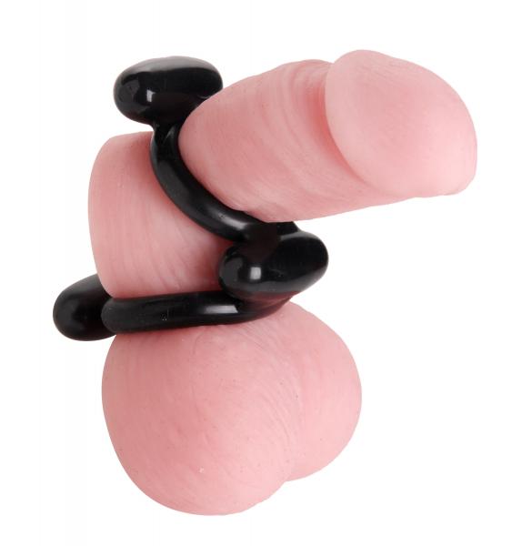 Dual Stretch To Fit Cock And Ball Ring Black-Trinity Vibes-Sexual Toys®