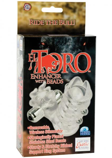 El Toro Enhancer With Beads With Removable Stimulator Waterproof 3.5 Inch Clear-blank-Sexual Toys®